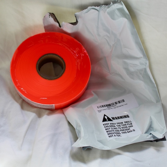 Flagging Tape, Orange, 600-Feet by 1-Inch Outdoor Property Marking Tape Garden - Picture 2 of 4